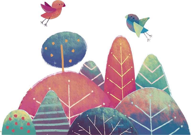 Vinylový koberec pro děti modré a růžové stromy - TenStickers