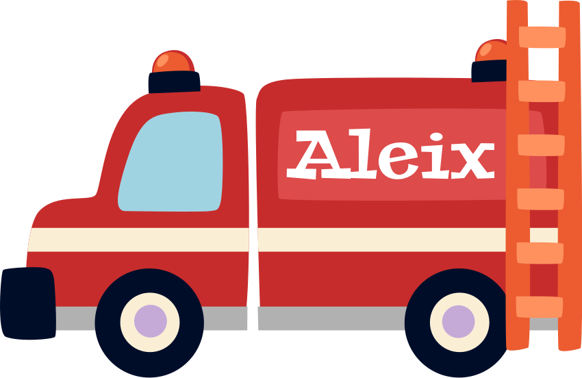 Vinylový koberec pro děti s hasičským autem a jménem - TenStickers