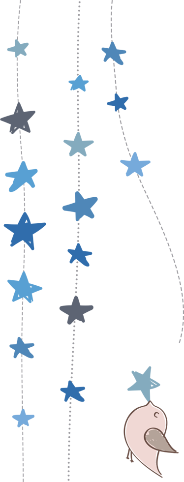 Vinylový koberec pro děti modré hvězdy a ptáček - TenStickers