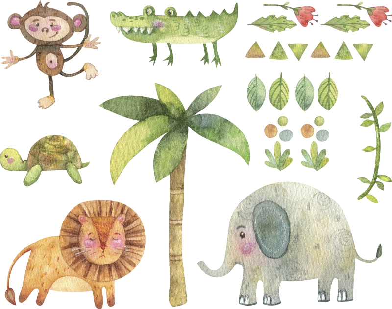 Vinylový koberec pro děti s vodovkovými zvířaty - TenStickers