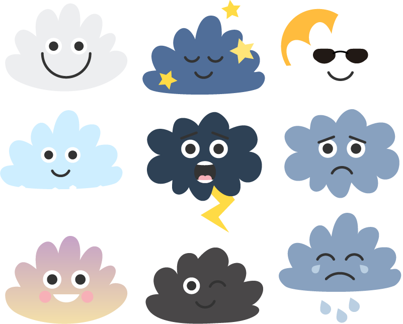 Vinylový koberec pro děti s obličeji na mracích - TenStickers