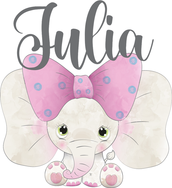 Vinylový koberec pro děti slon s mládětem a jménem - TenStickers