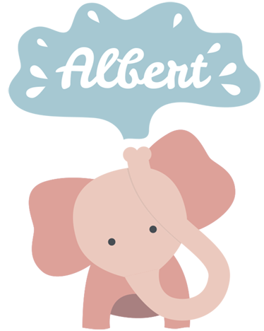 Vinylový koberec pro děti sloník s jménem - TenStickers