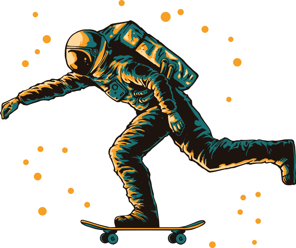 Vinylový koberec pro děti s astronautem na skateboardu - TenStickers