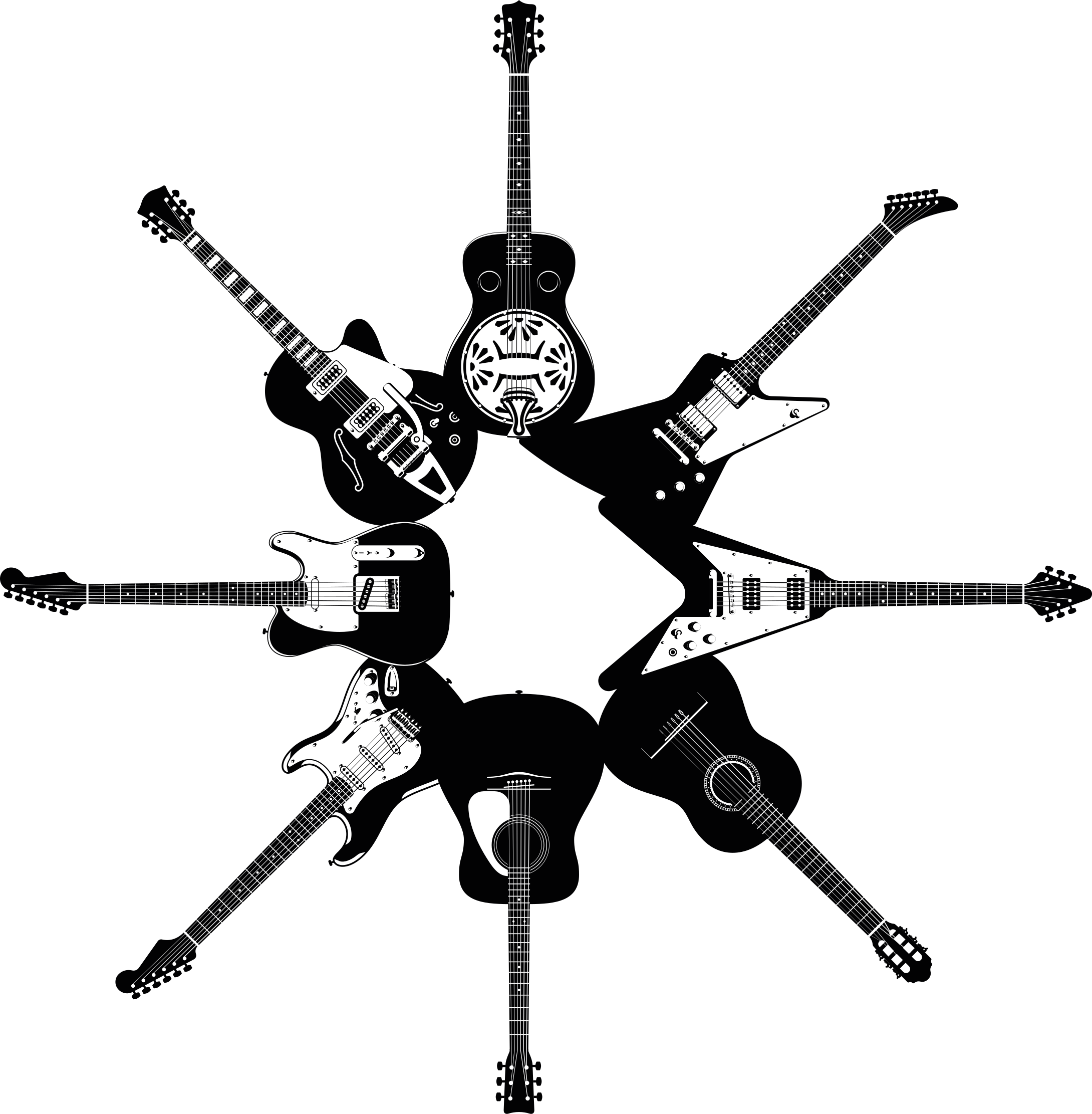 Vinylový koberec do ložnice kytary v kruhu - TenStickers