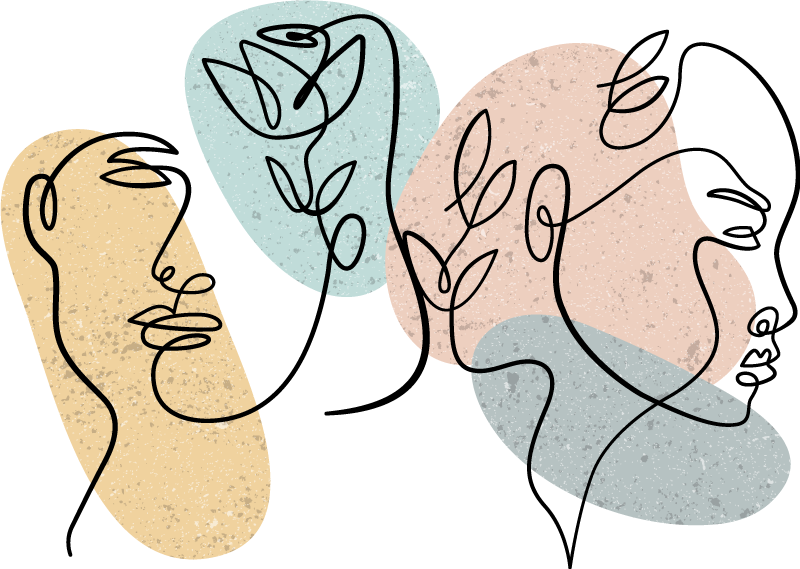 Vinylový koberec do ložnice s liniovými ženskými obličeji - TenStickers