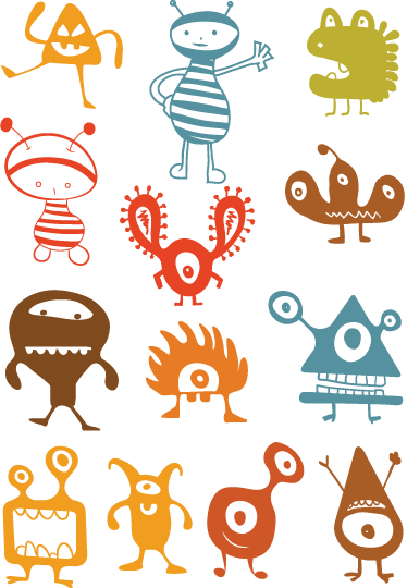 Vinylový koberec pro děti barevní mimozemšťané - TenStickers