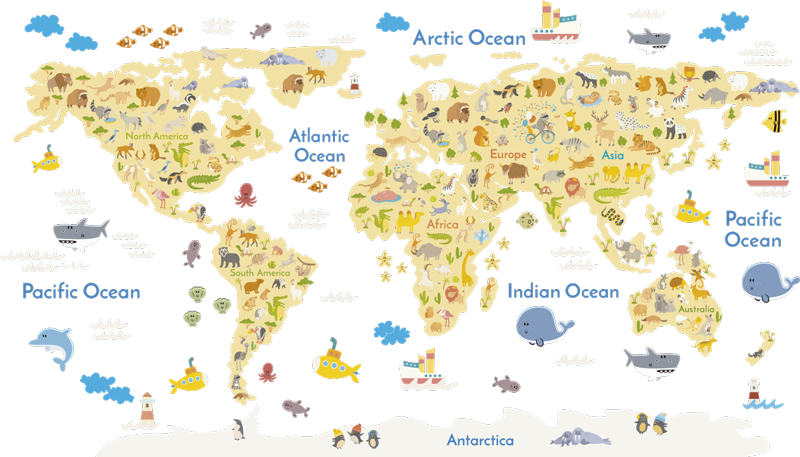 Vinylový koberec z celého světa fauna světa - TenStickers