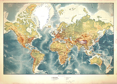 Vinylový koberec z celého světa s vintage mapou - TenStickers