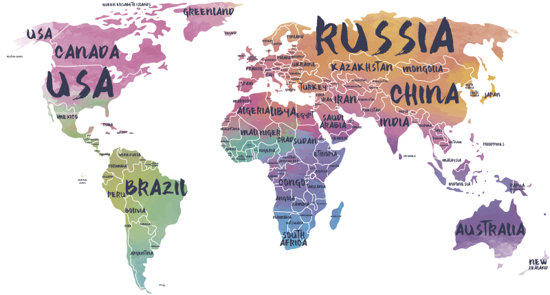 Vinylový koberec z celého světa s mapou písmen - TenStickers