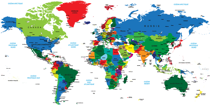 Vinylový koberec z celého světa mapa světa v barvách - TenStickers