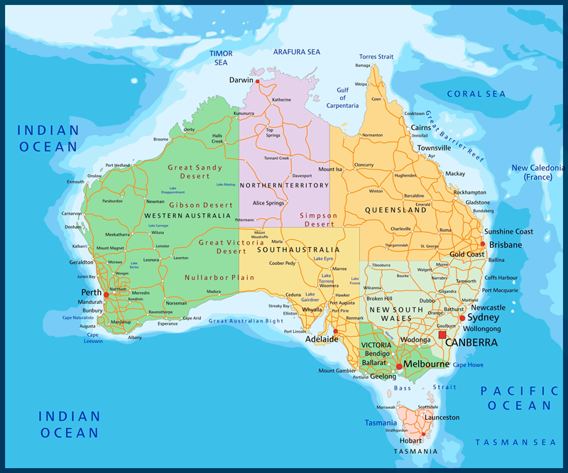 Vinylový koberec z celého světa politická mapa austrálie - TenStickers