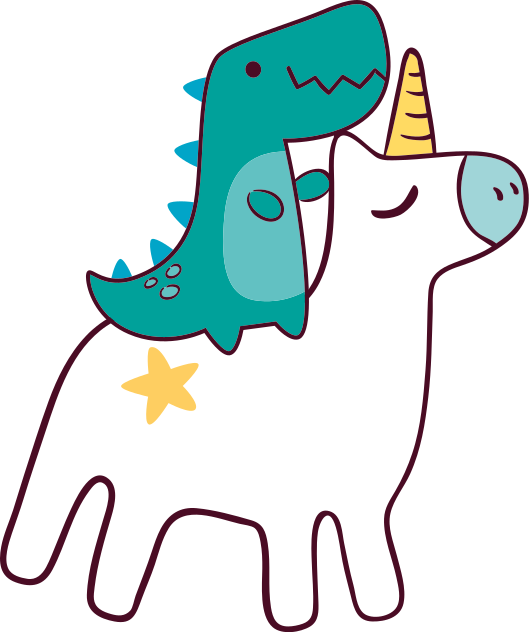 Vinylový koberec pro děti s motivem jednorožce a dinosaura - TenStickers