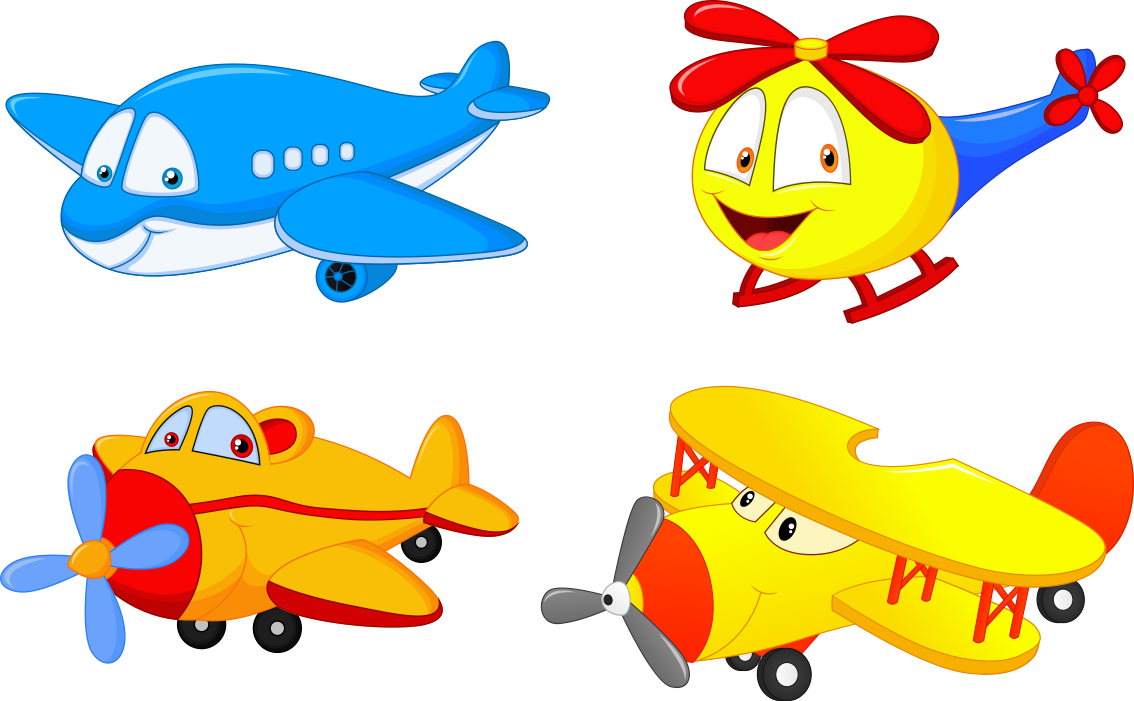 Vinylový koberec pro děti letadla a helikoptéry s obličeji - TenStickers