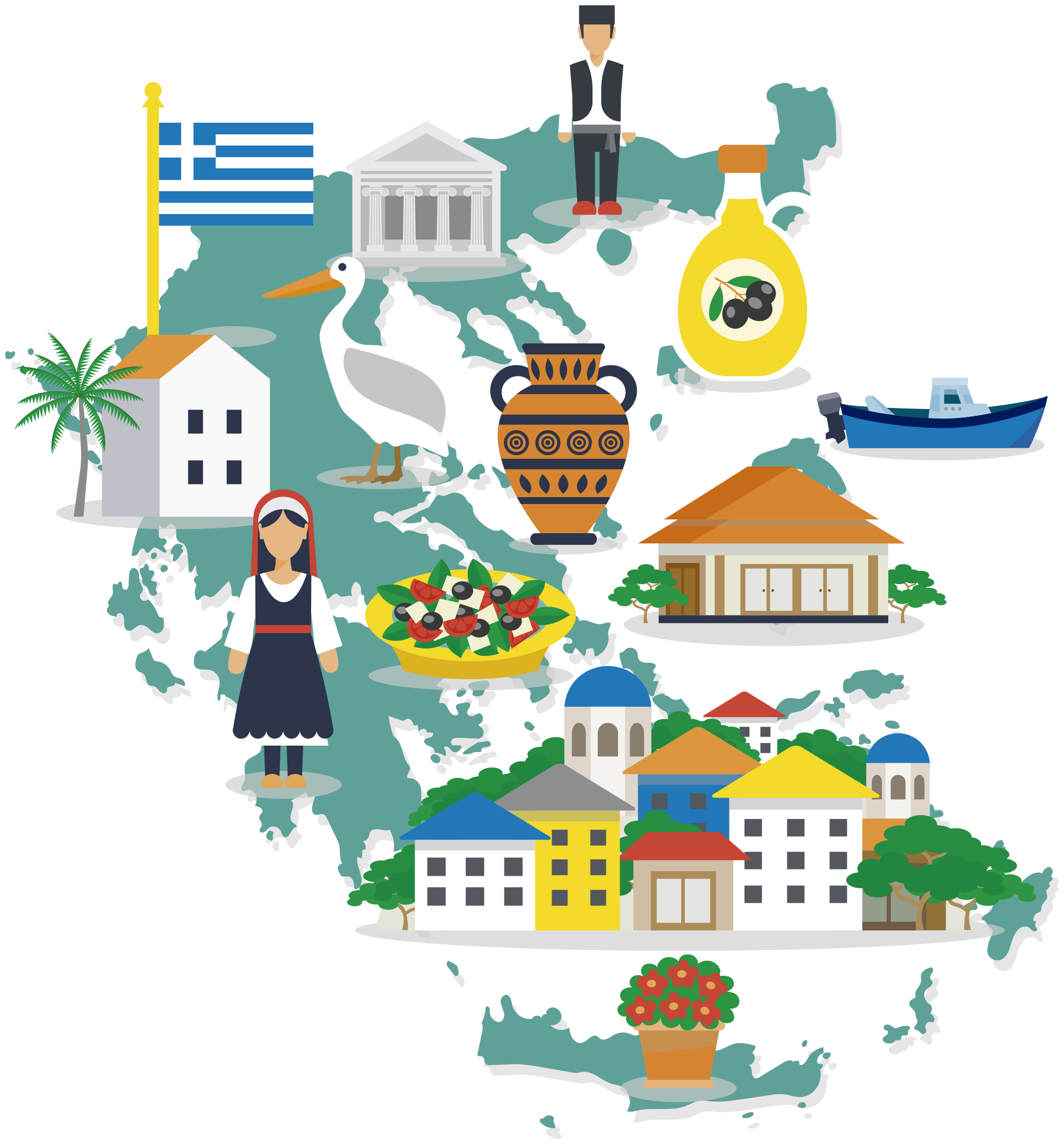 Vinylový koberec z celého světa s mapou Řecka a ostrovů - TenStickers