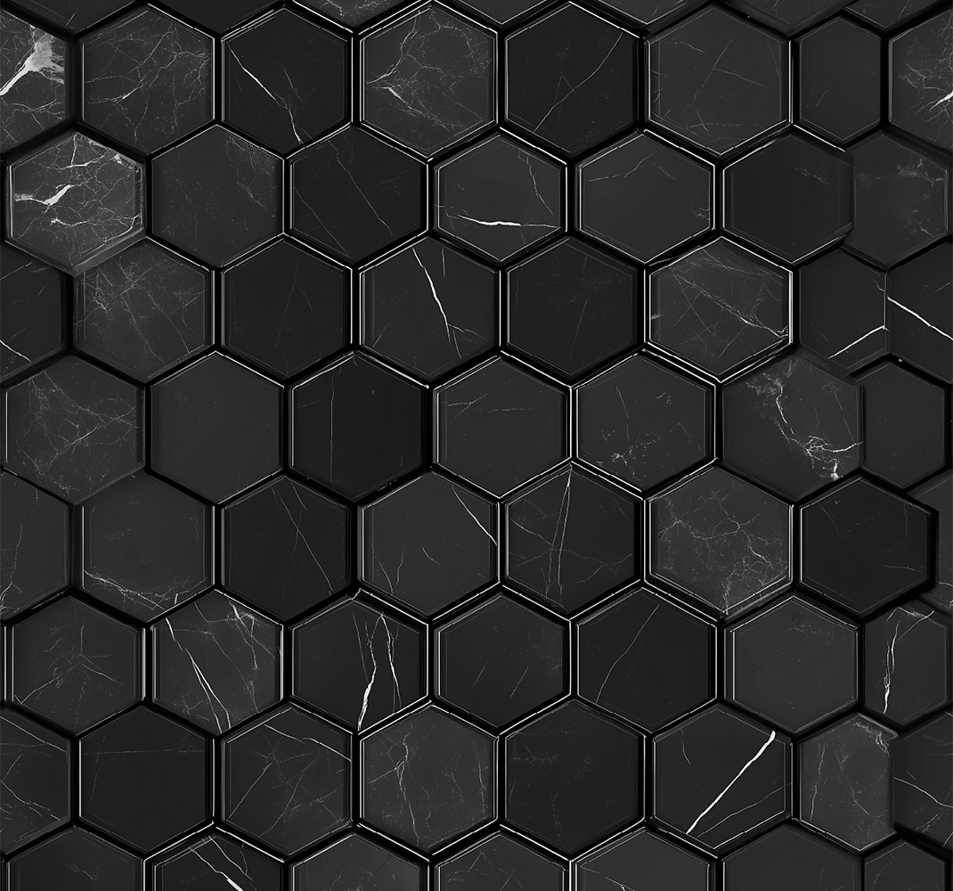 Koupelnový vinylový koberec hexagon černý - TenStickers