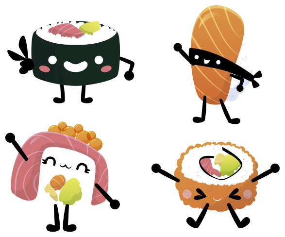Kuchyňský vinylový koberec roztomilé sushi - TenStickers