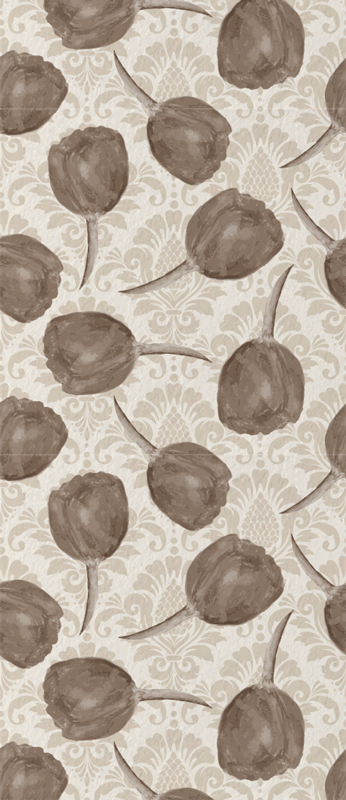 Vinylový koberec do ložnice s šedými tulipány a akantem - TenStickers