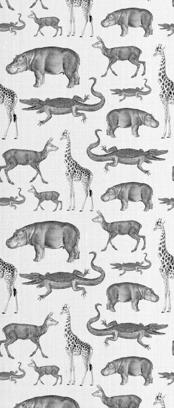 Vinylový koberec do ložnice s motivem safari zvířat a stromů - TenStickers
