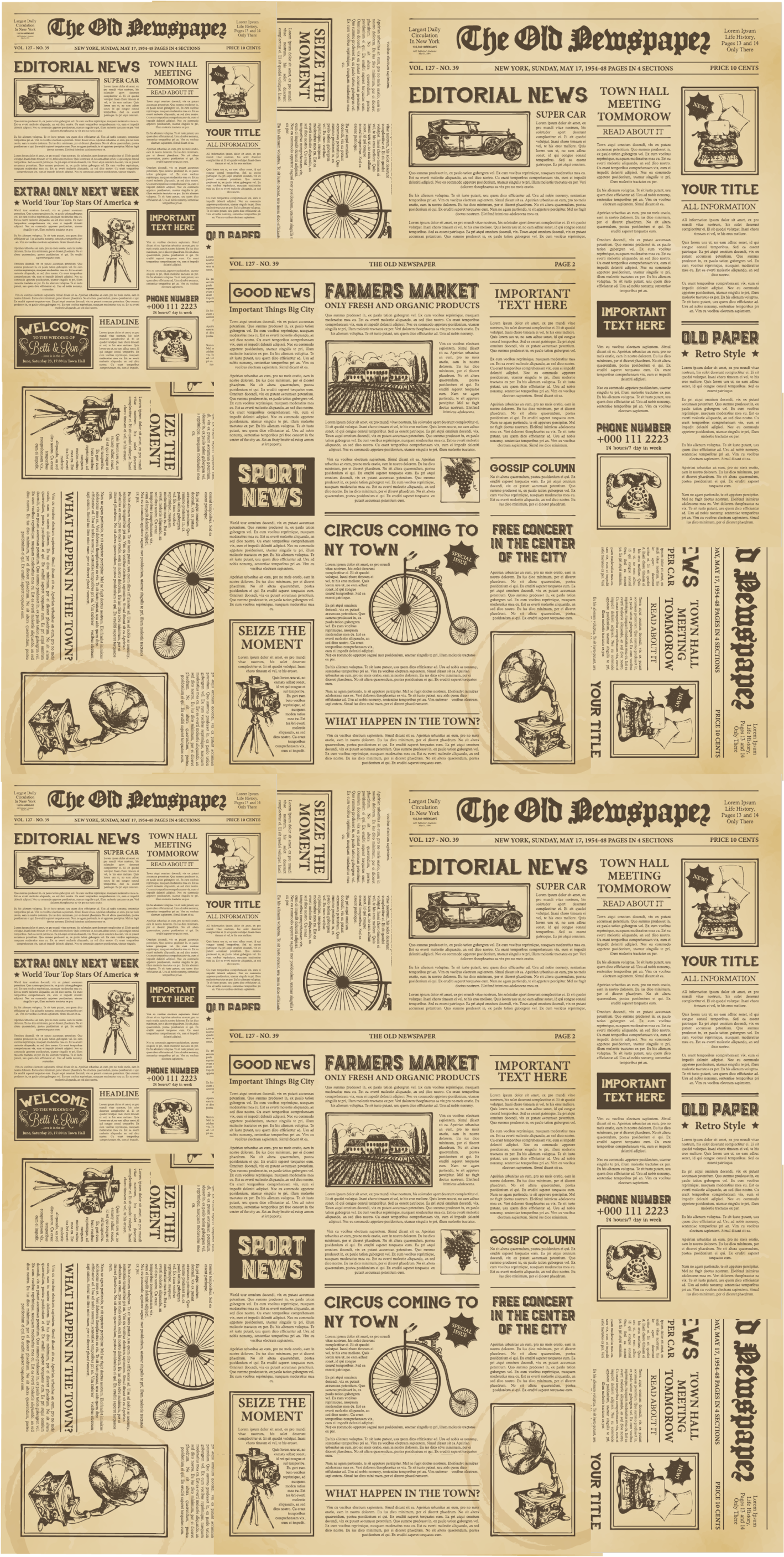 Vinylový studijní koberec s vintage americkými novinami - TenStickers