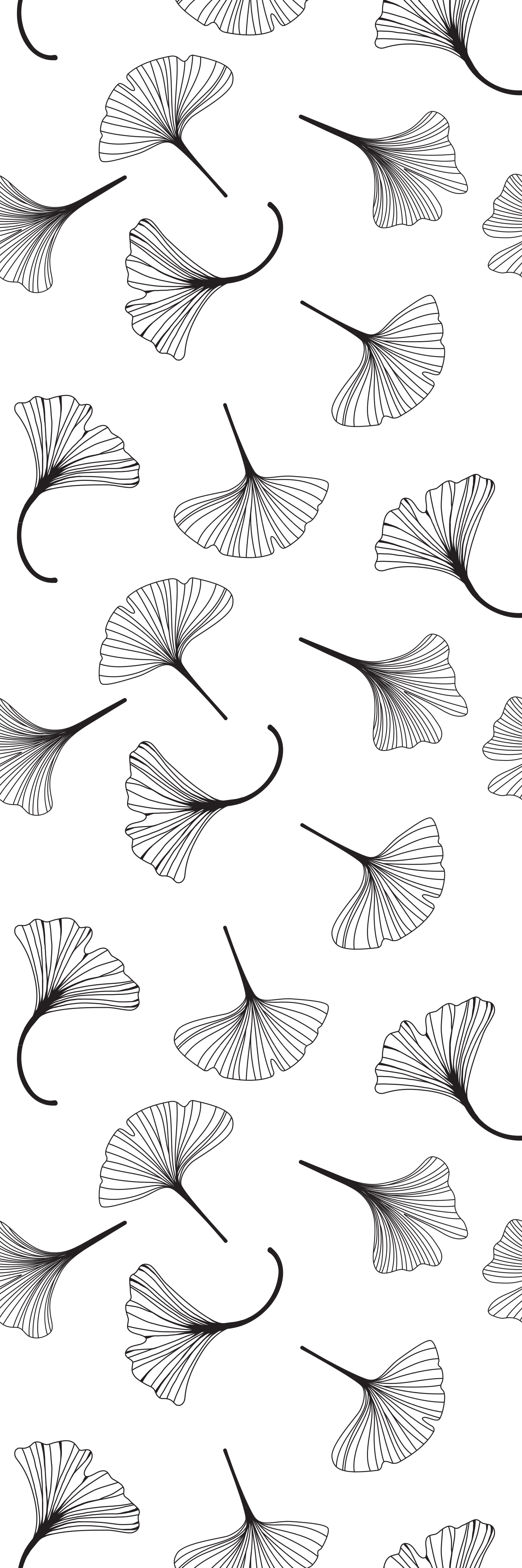 Vinylový studijní koberec s černým vzorem ginkgo - TenStickers