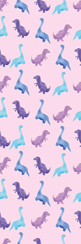 Vinylový koberec do ložnice růžoví dinosauři na pozadí - TenStickers