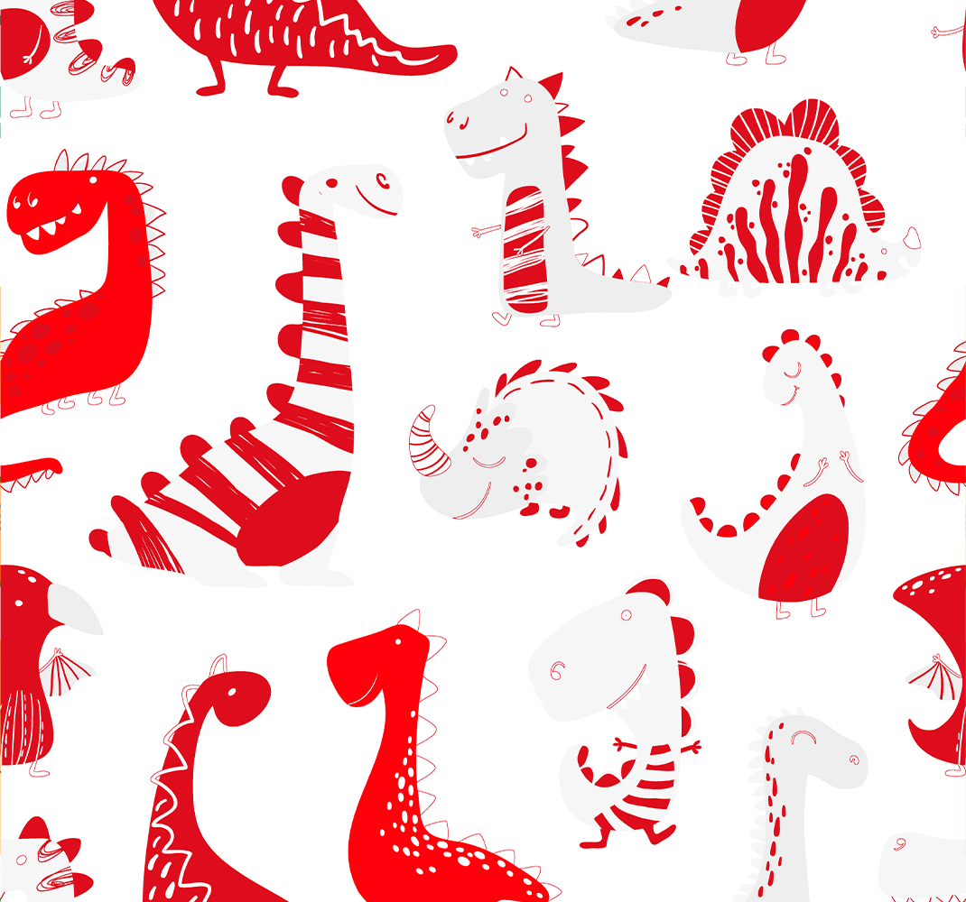 Vinylový koberec do ložnice s červenými dinosaury - TenStickers
