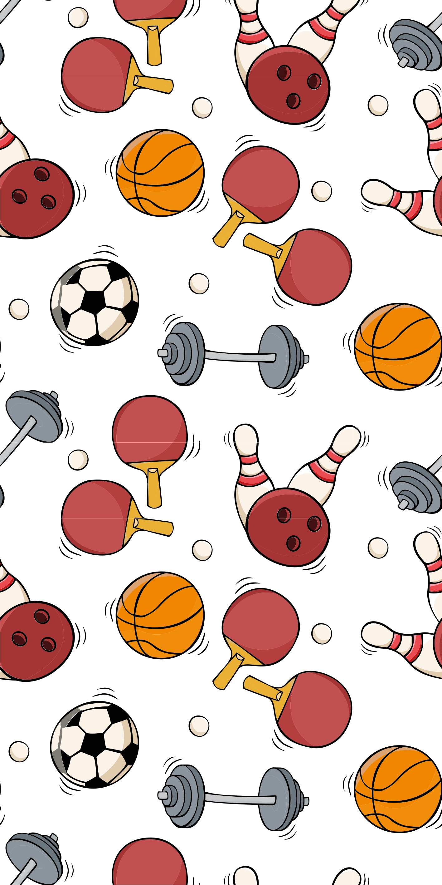 Vinylový koberec do ložnice s kresleným sportovním vybavením - TenStickers