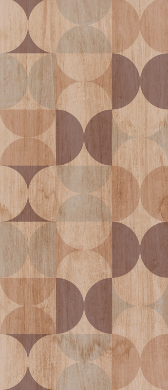 Skandinávský vinylový koberec hnědý geometrický dřevěný vzor - TenStickers