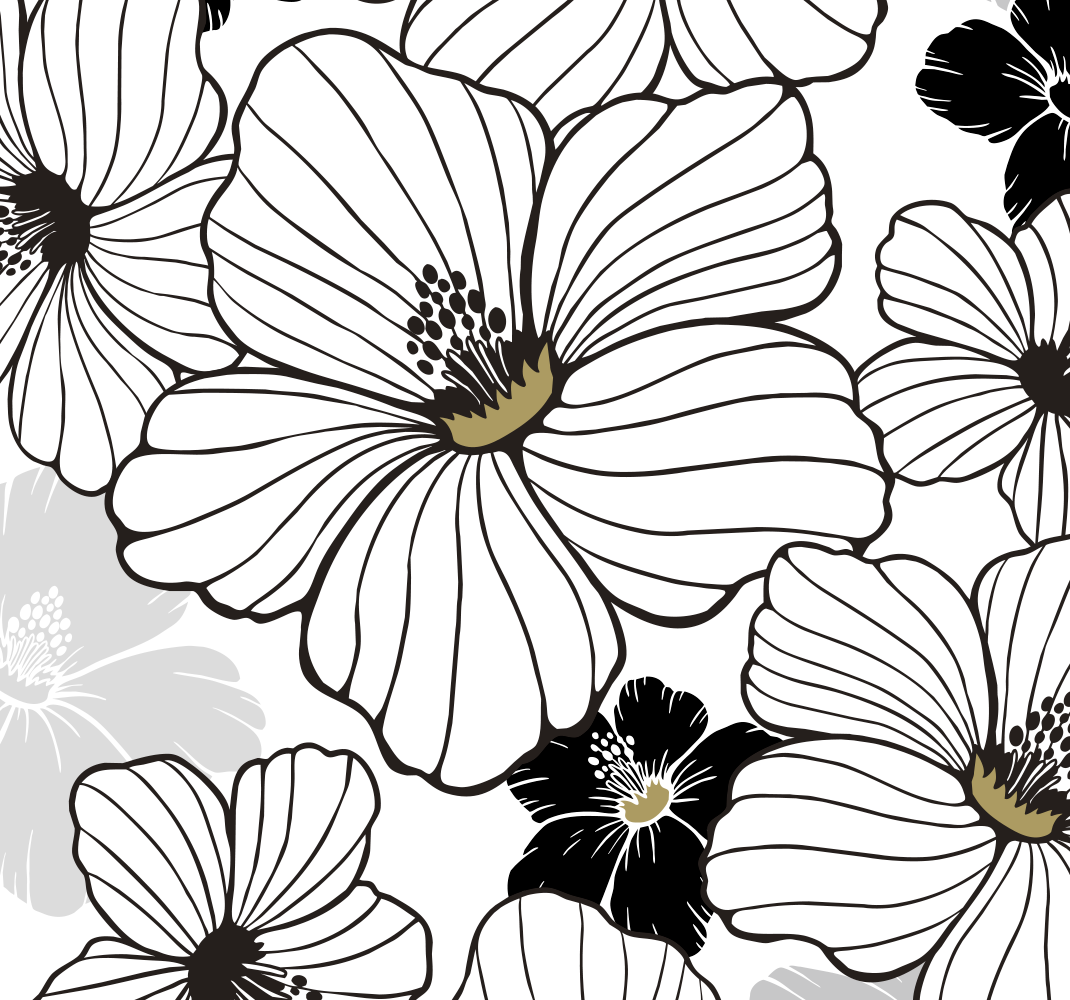 Přírodní vinylový koberec s motivem bílého hibisku - TenStickers