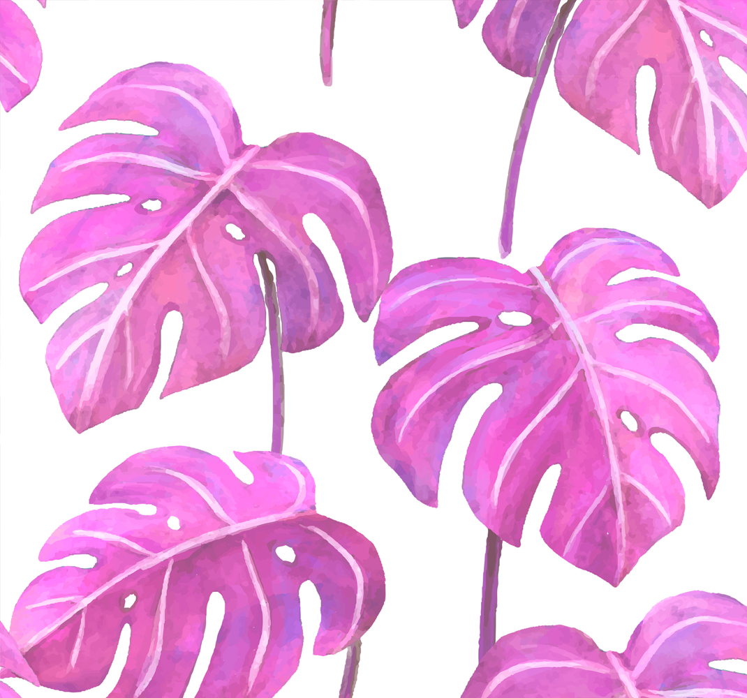 Přírodní vinylový koberec růžová malovaná monstera - TenStickers