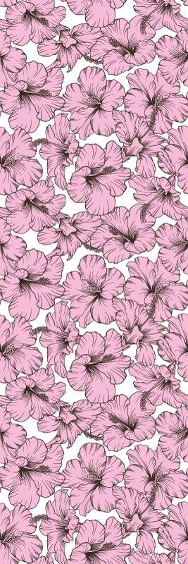 Přírodní vinylový koberec s růžovým hibiskusovým vzorem - TenStickers