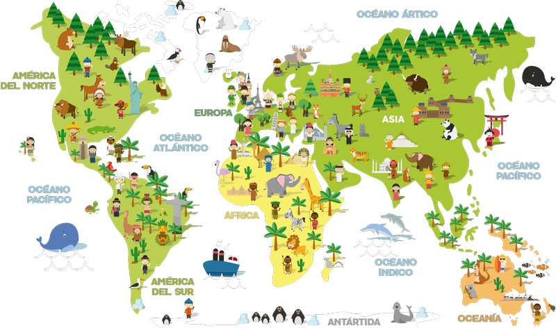 Vinylový koberec z celého světa pro děti s mapou světa - TenStickers