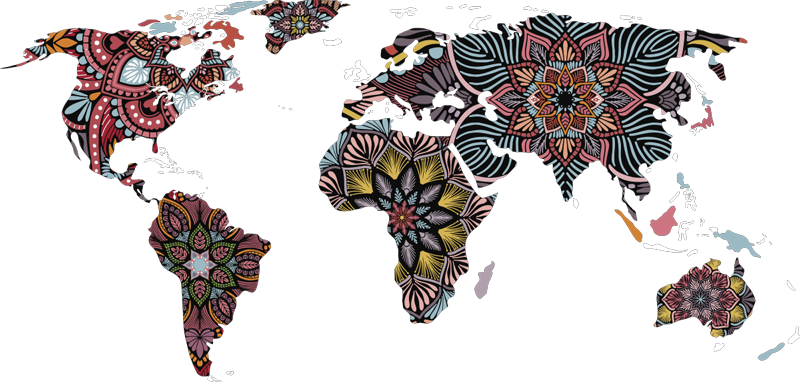 Vinylový koberec z celého světa mandala světa - TenStickers