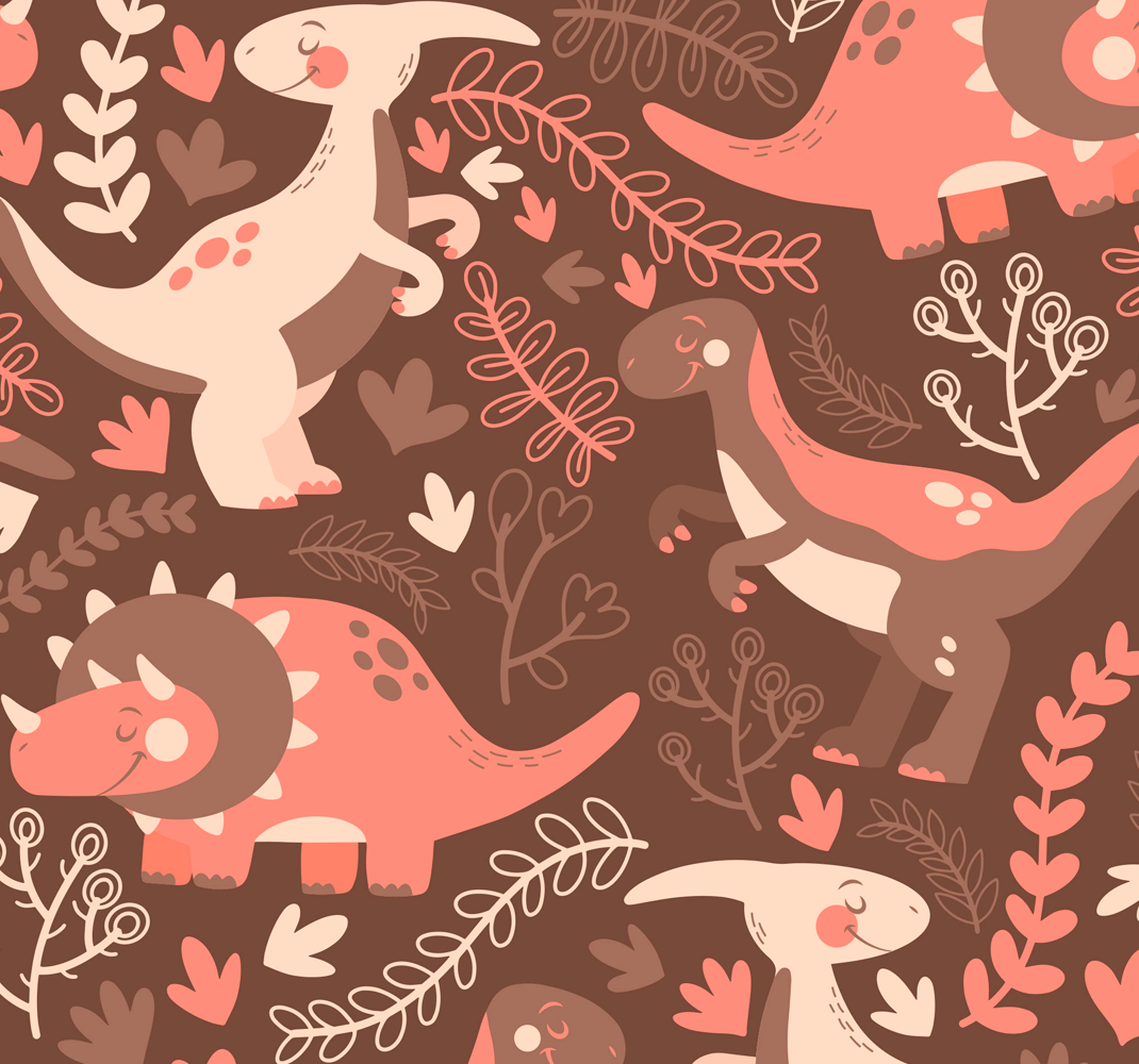 Zvířecí vinylový koberec s dinosaury a listy - TenStickers