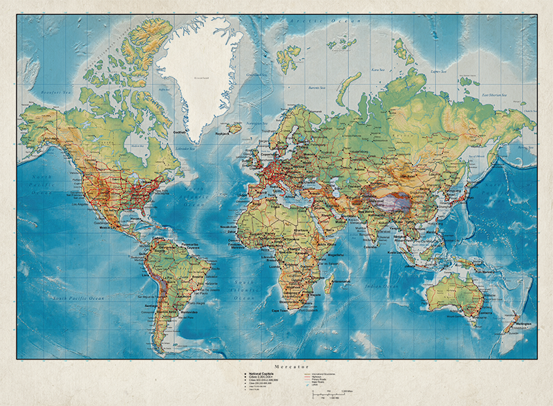 Vinylový koberec z celého světa mercator - TenStickers