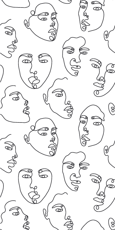 Moderní vinylový koberec s motivem liniových tváří - TenStickers