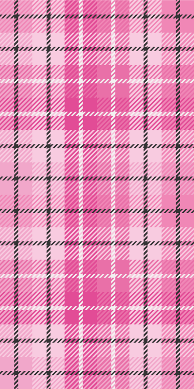 Vintage vinylový koberec růžovo-černý tartan - TenStickers