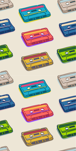 Vintage vinylový koberec s retro kazetovým vzorem - TenStickers