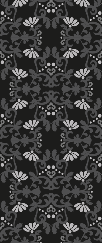 Vintage vinylový koberec černý klasický damask - TenStickers
