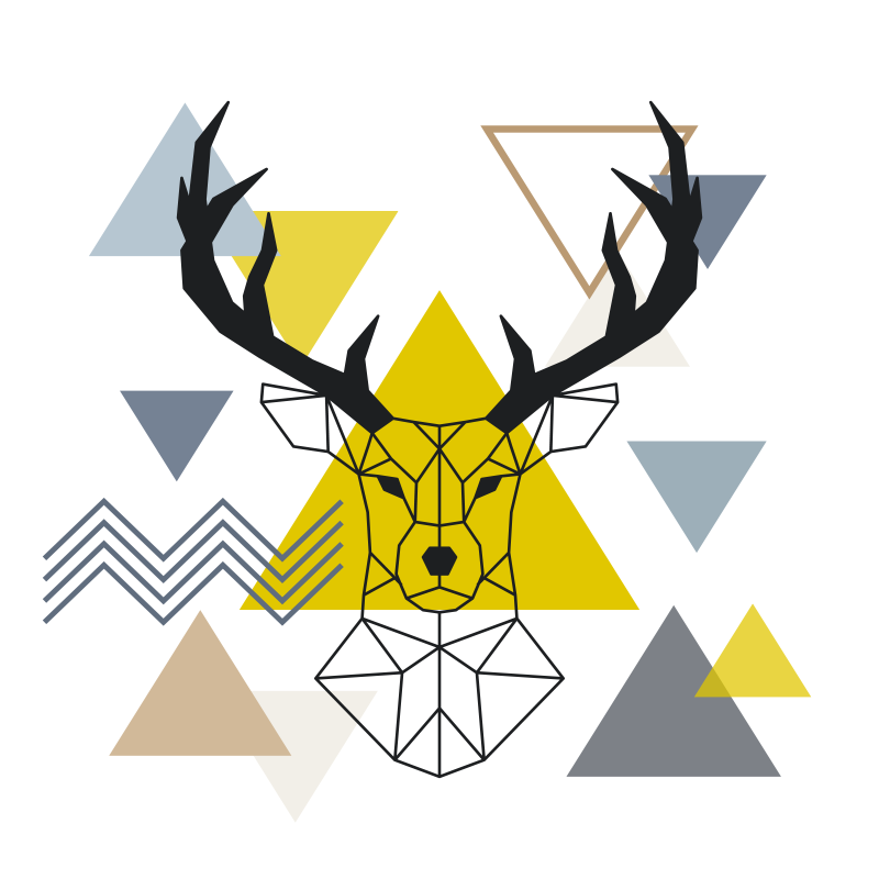 Geometrický vinylový koberec jelen v geometrickém stylu - TenStickers