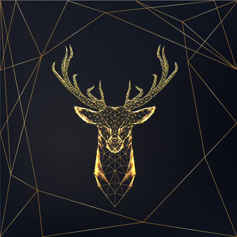 Geometrický vinylový koberec s geometrickým sobem zlatý - TenStickers