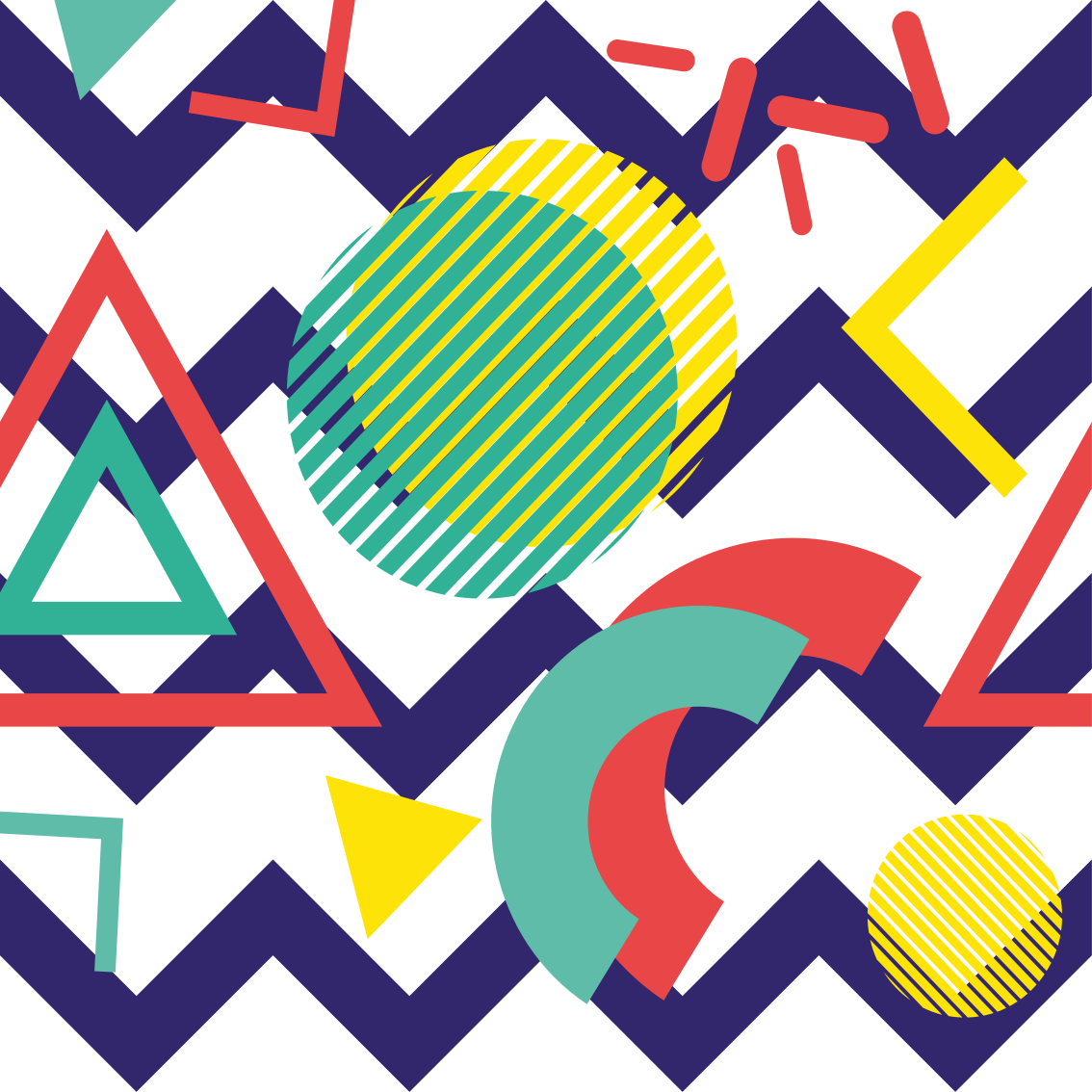 Geometrický vinylový koberec silné barvy - TenStickers
