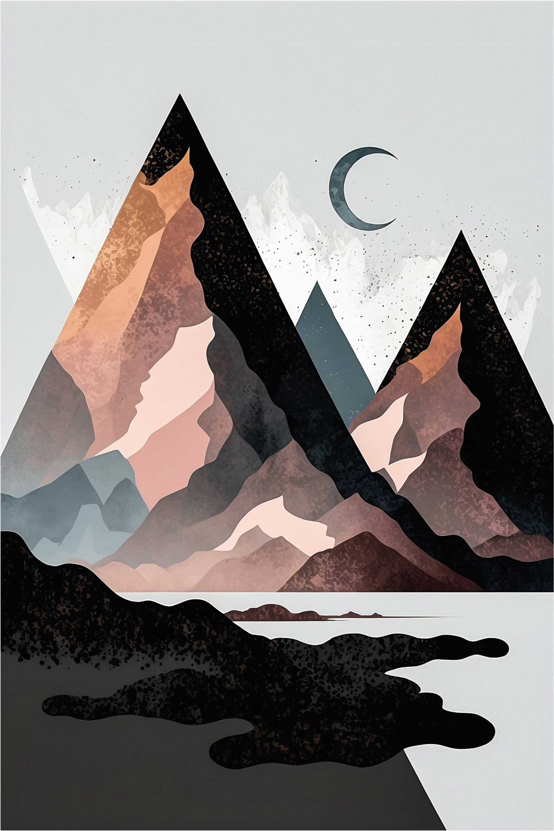 Geometrický vinylový koberec se severskými horami - TenStickers