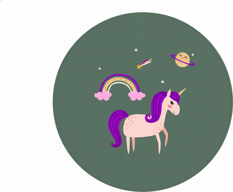Vinylový koberec pro děti s uměleckými jednorožci na zelené - TenStickers