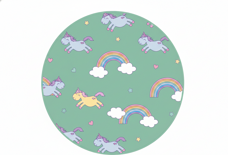 Vinylový koberec pro děti s tyrkysovým pozadím a jednorožci - TenStickers