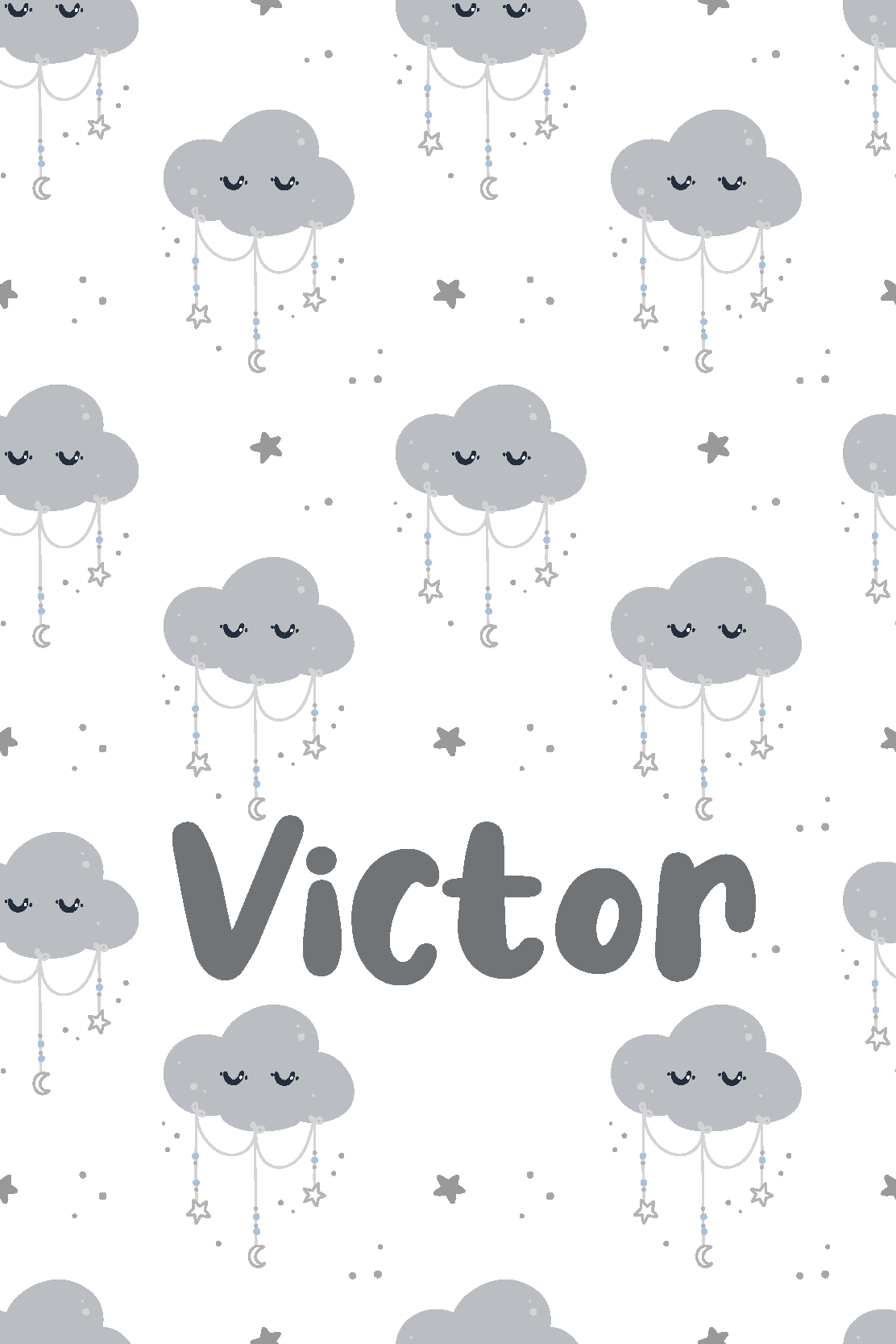 Vinylový koberec pro děti s personalizovaným šedým vzorem - TenStickers