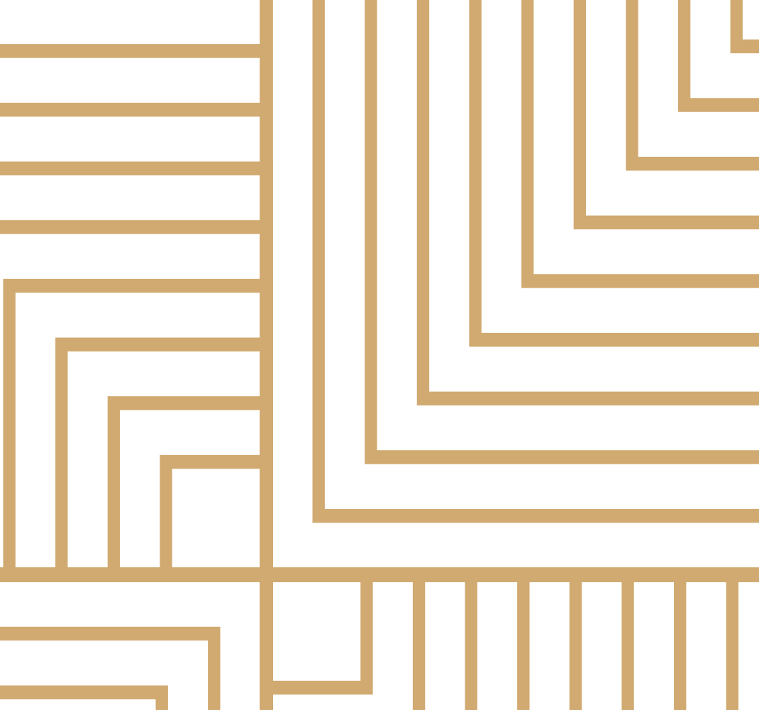 Vinylový koberec obývací pokoj bílá a zlatá geometrie - TenStickers