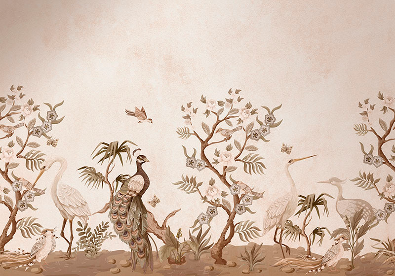 Béžový vinylový koberec vintage fauna - TenStickers