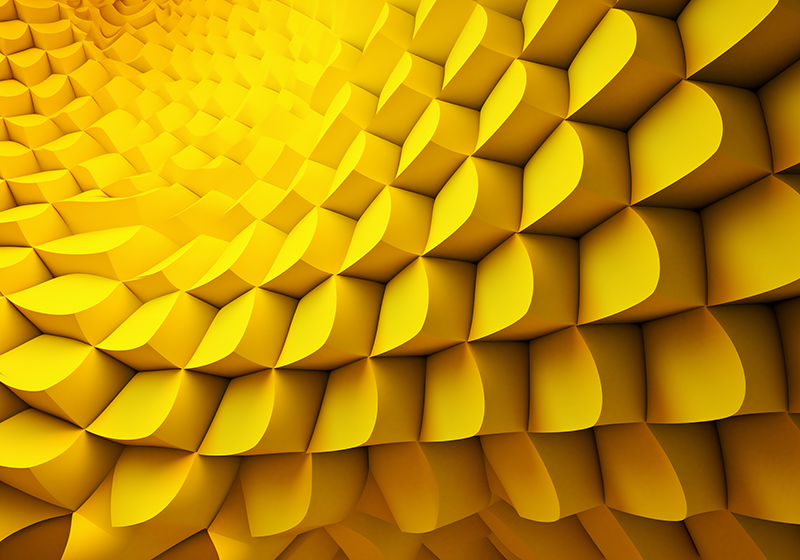 Žlutý vinylový koberec futuristická geometrie - TenStickers